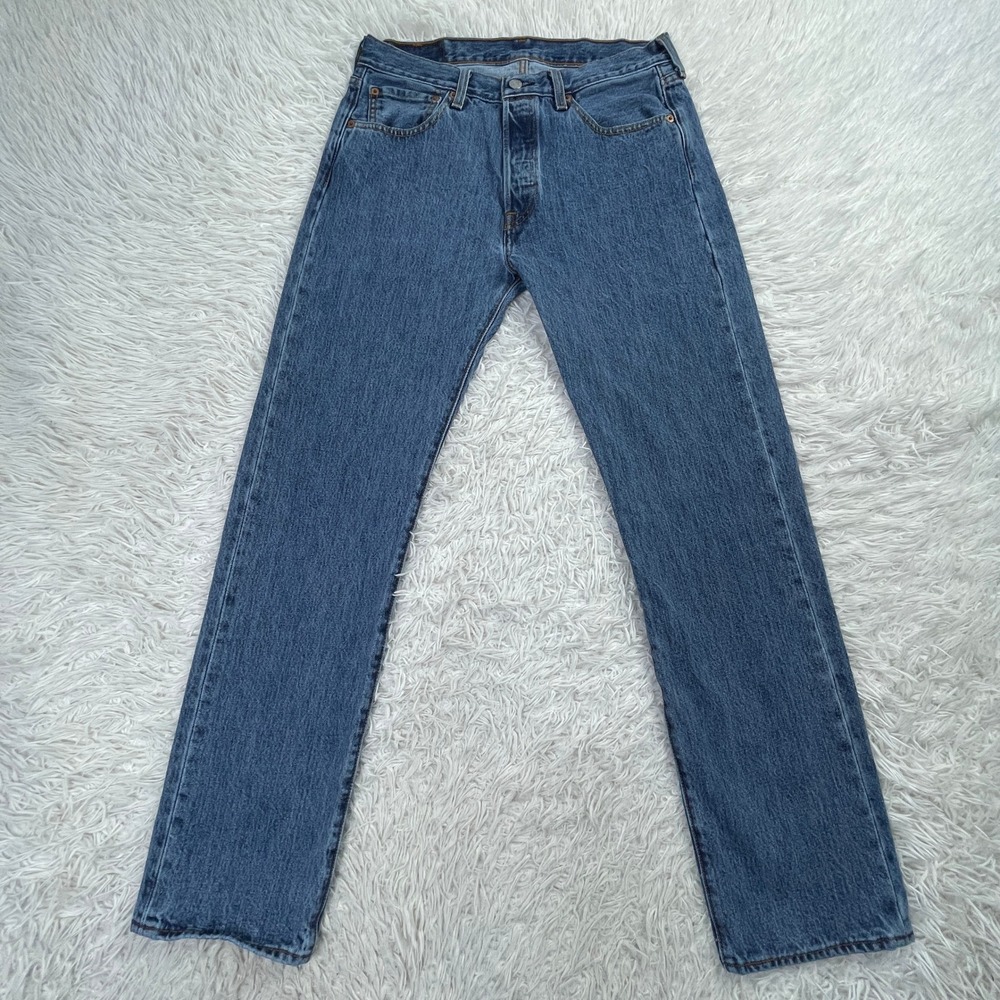 Levis Pants Mens 32x32 Blue‎ 501 Button Fly Medium Wash 5 Pocket Denim Jeans Men